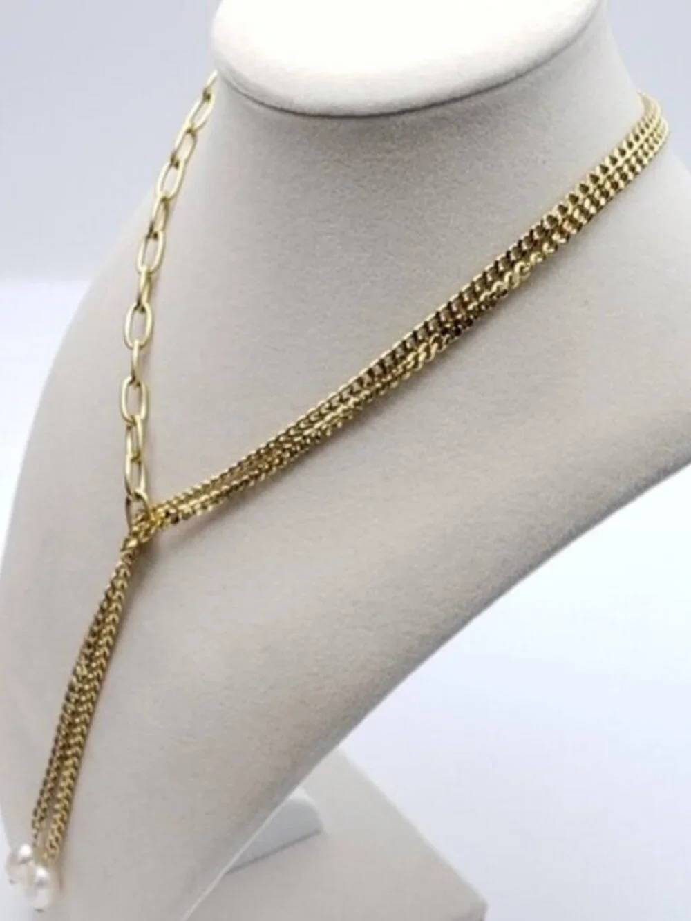 Stainless Steel Gold-Plated Necklace with Authentic Louis Vuitton Padlock